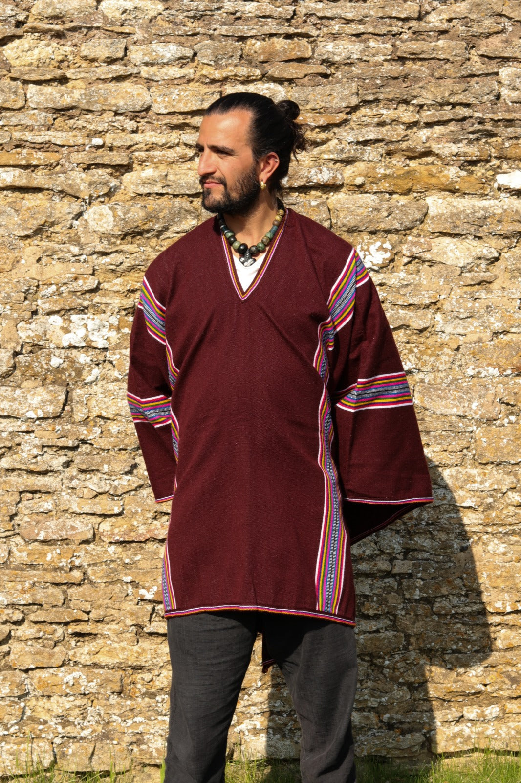 Peruvian Handmade Woven Llama Wool Heavyweight Poncho