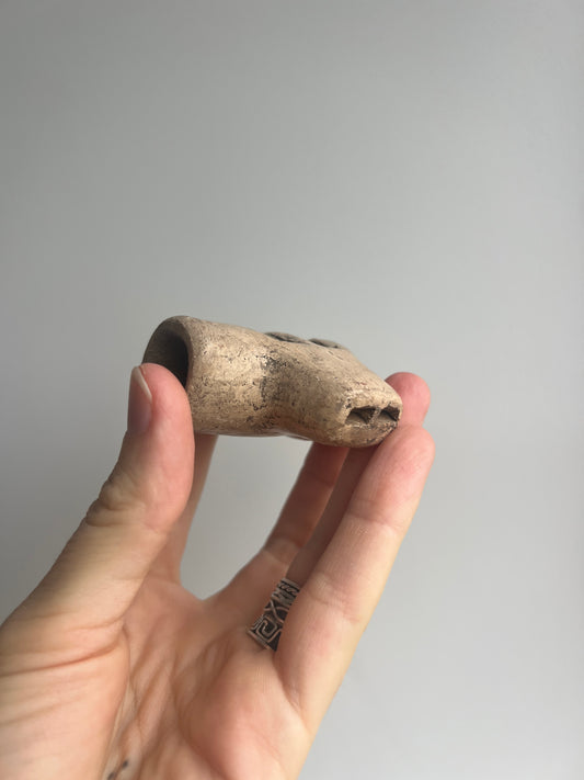 Mexican Mini Clay Ocarina Flute: White