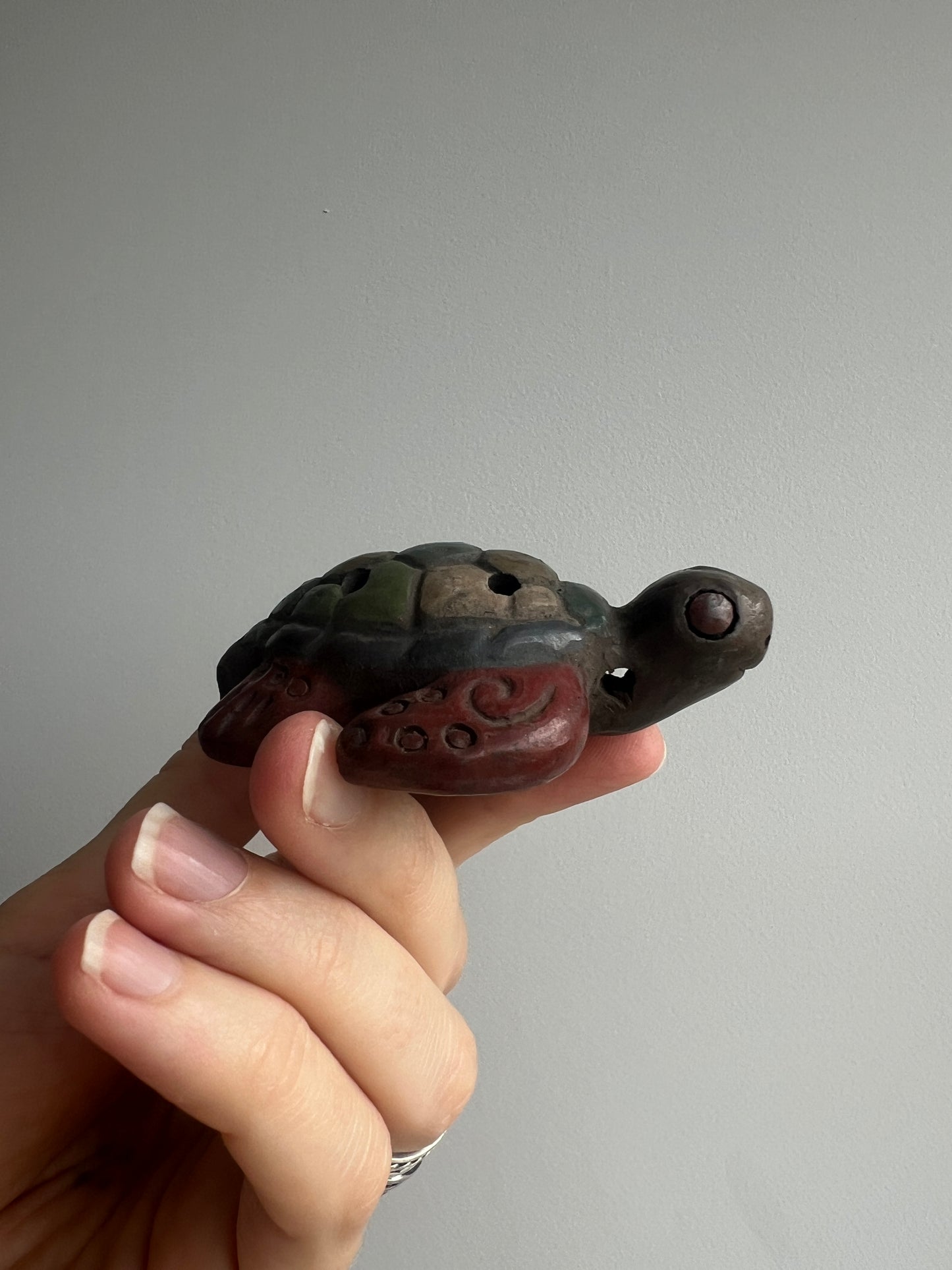 Mexican Mini Clay Ocarina Flute: Turtle