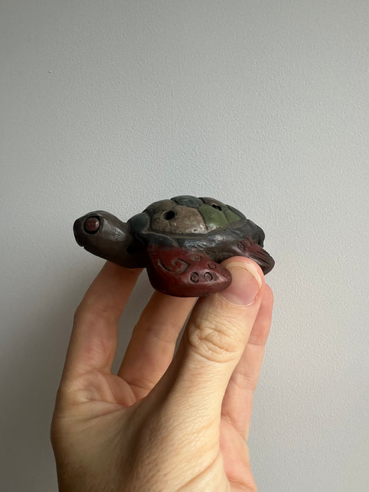 Mexican Mini Clay Ocarina Flute: Turtle