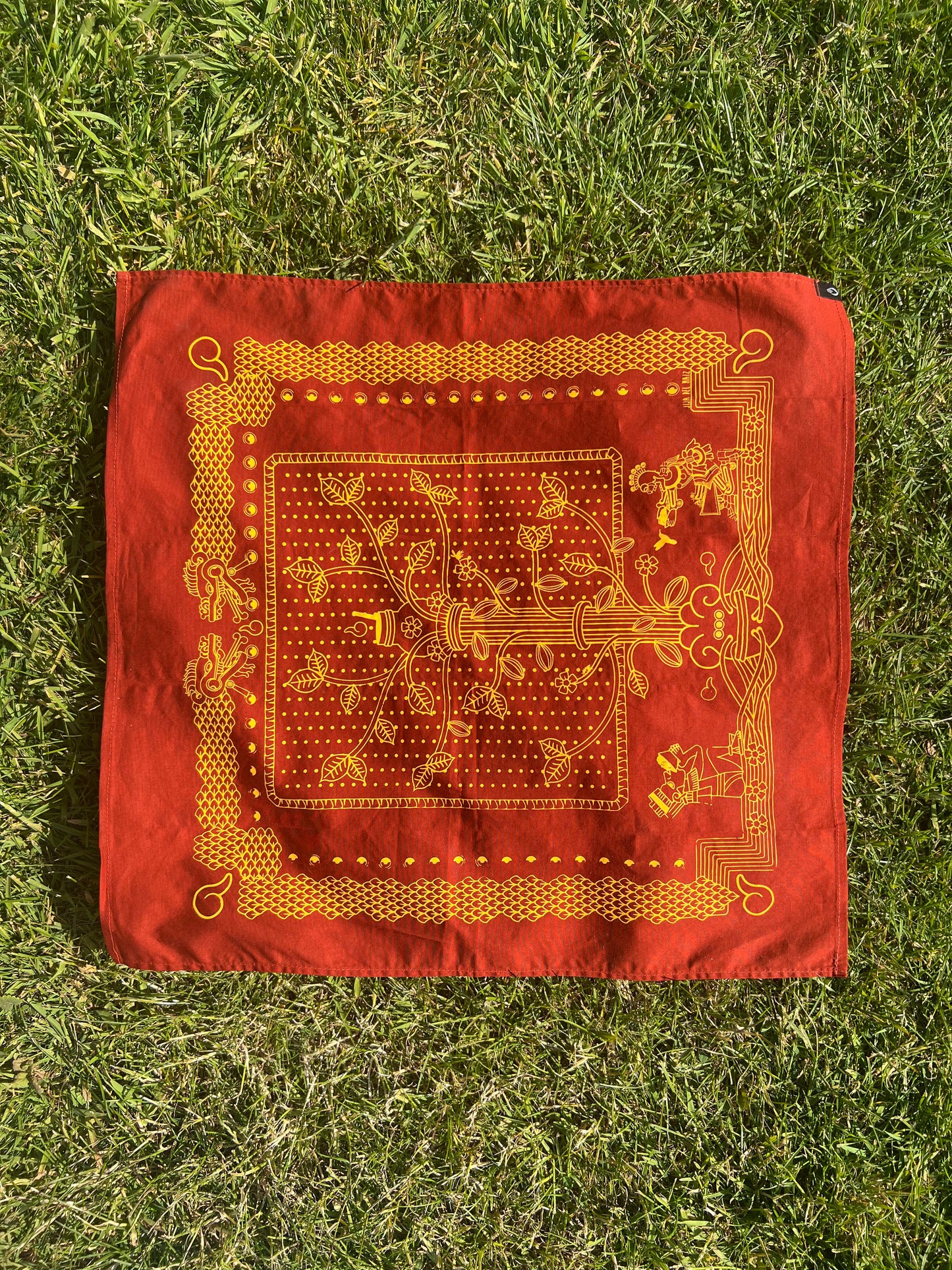 Mexican Cotton Bandana/Altar Handprinted Paleacate