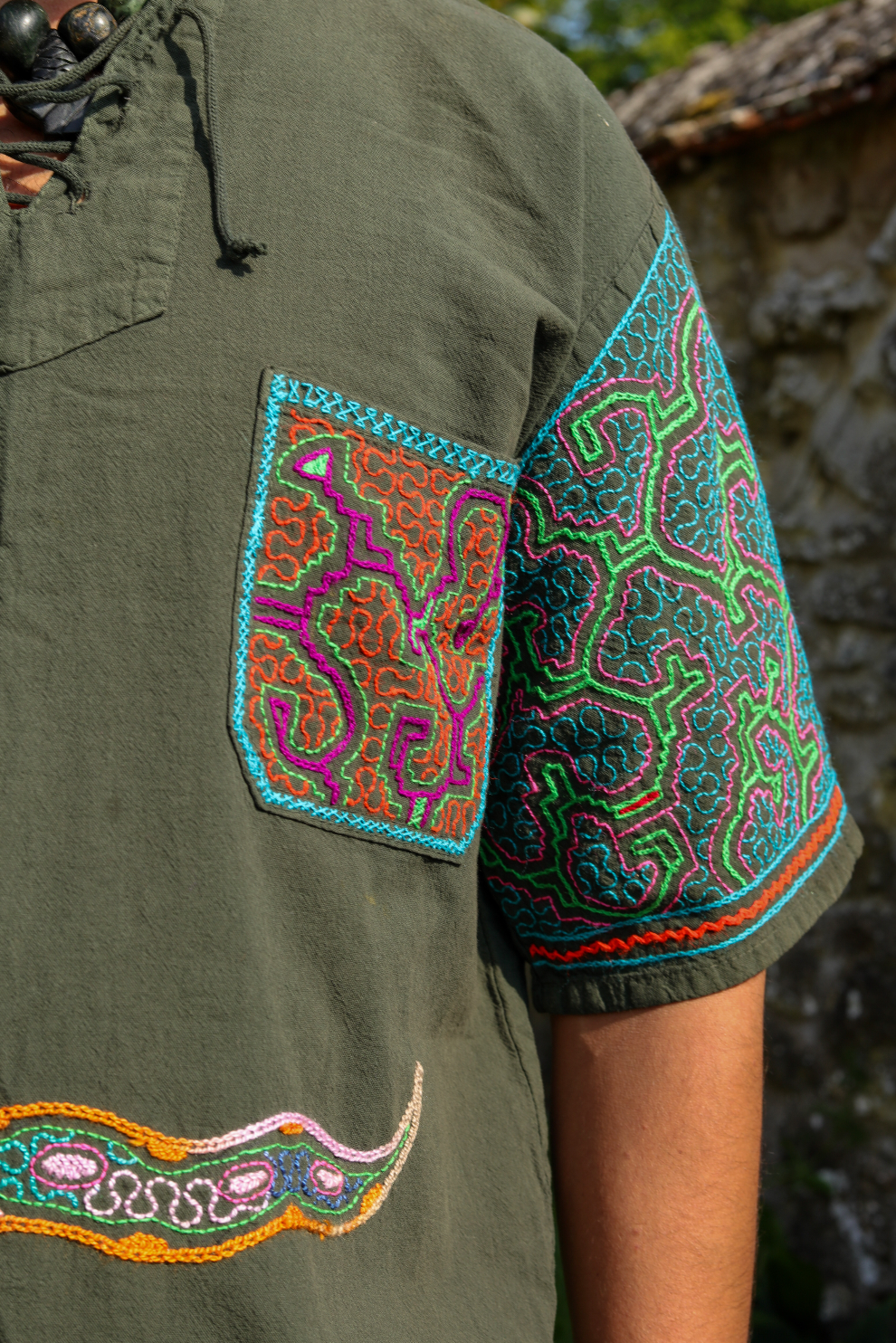 Peruvian Handmade Shipibo Cotton Embroidered Shirt