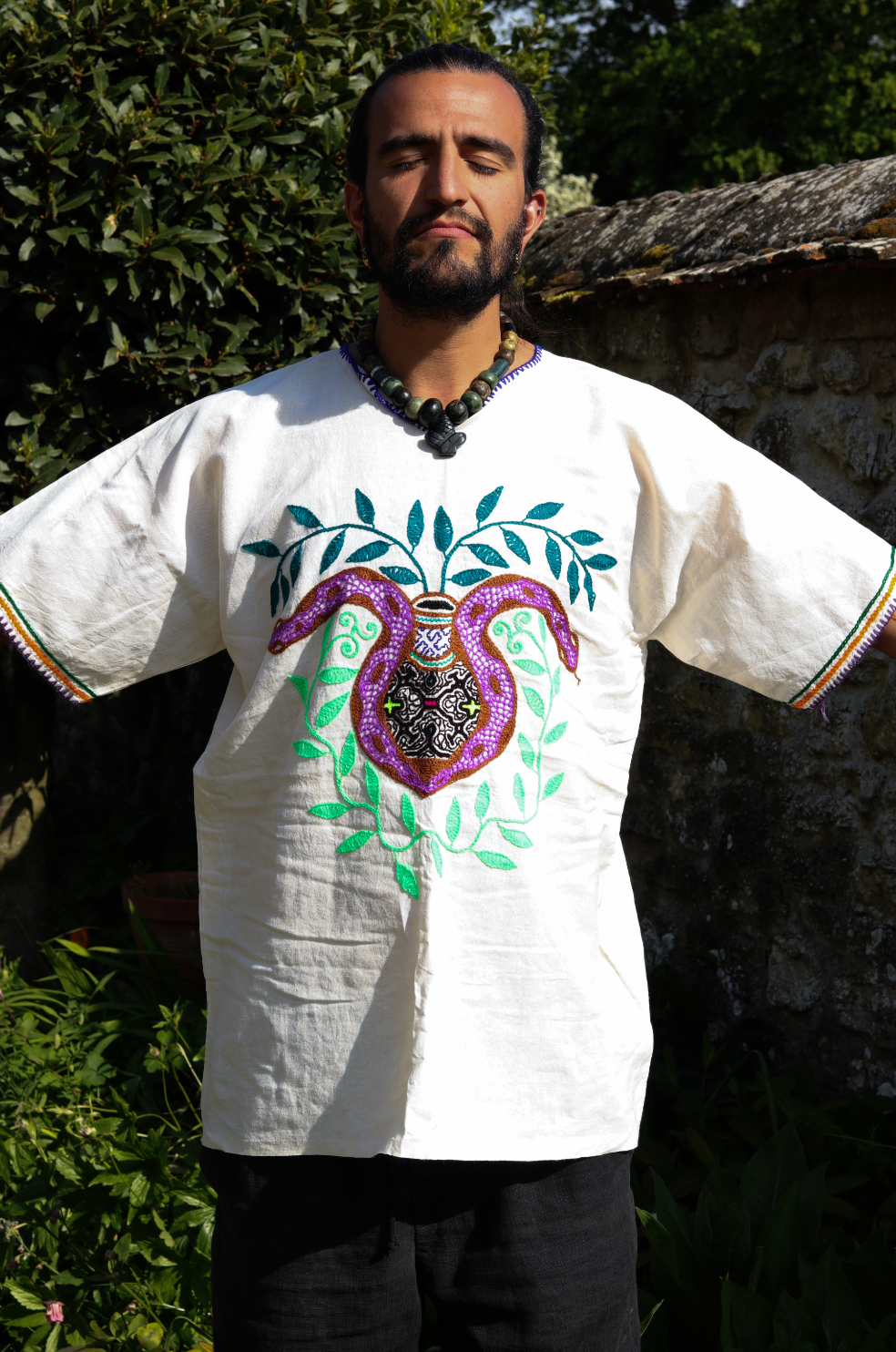 Peruvian Handmade Shipibo Cotton Embroidered Shirt