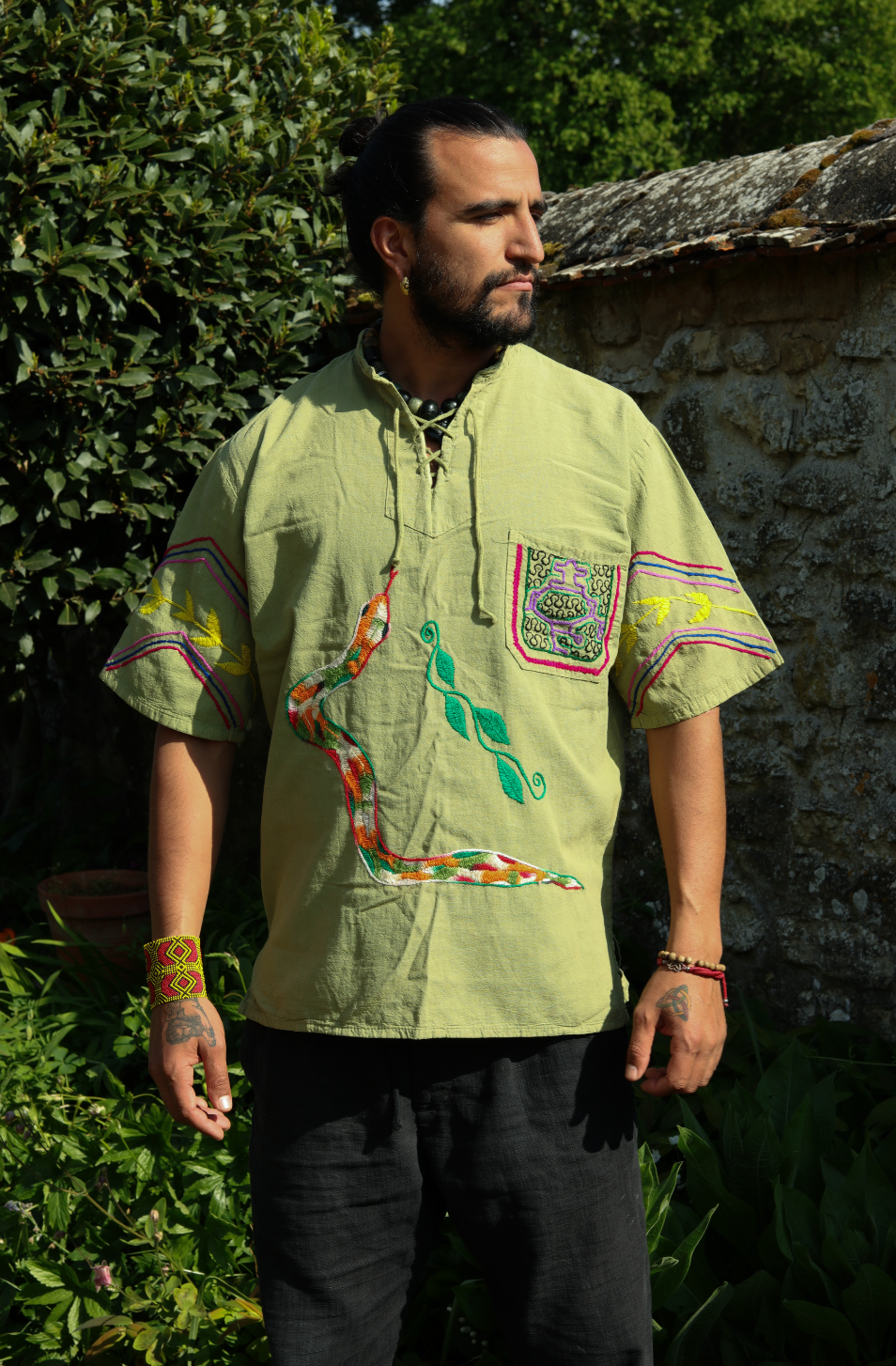 Peruvian Handmade Shipibo Cotton Embroidered Shirt
