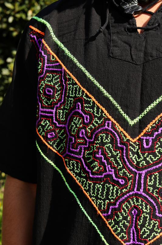 Peruvian Handmade Shipibo Cotton Embroidered Shirt