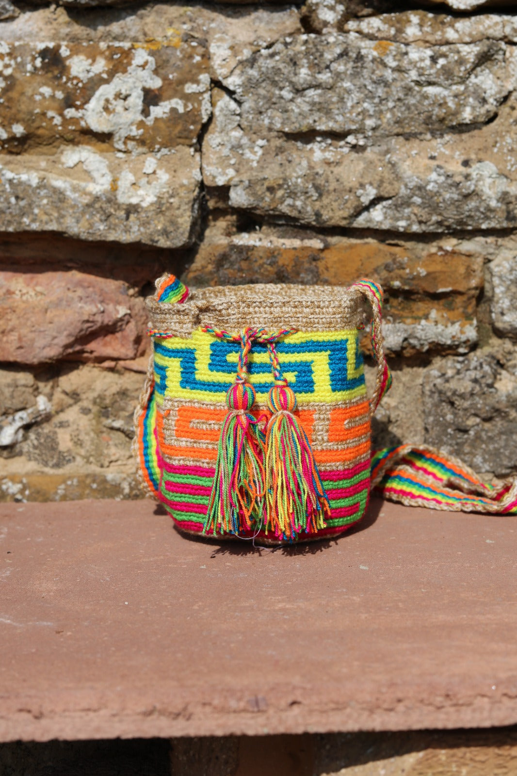 Colombian Natural Woven Cross Body Bag Small