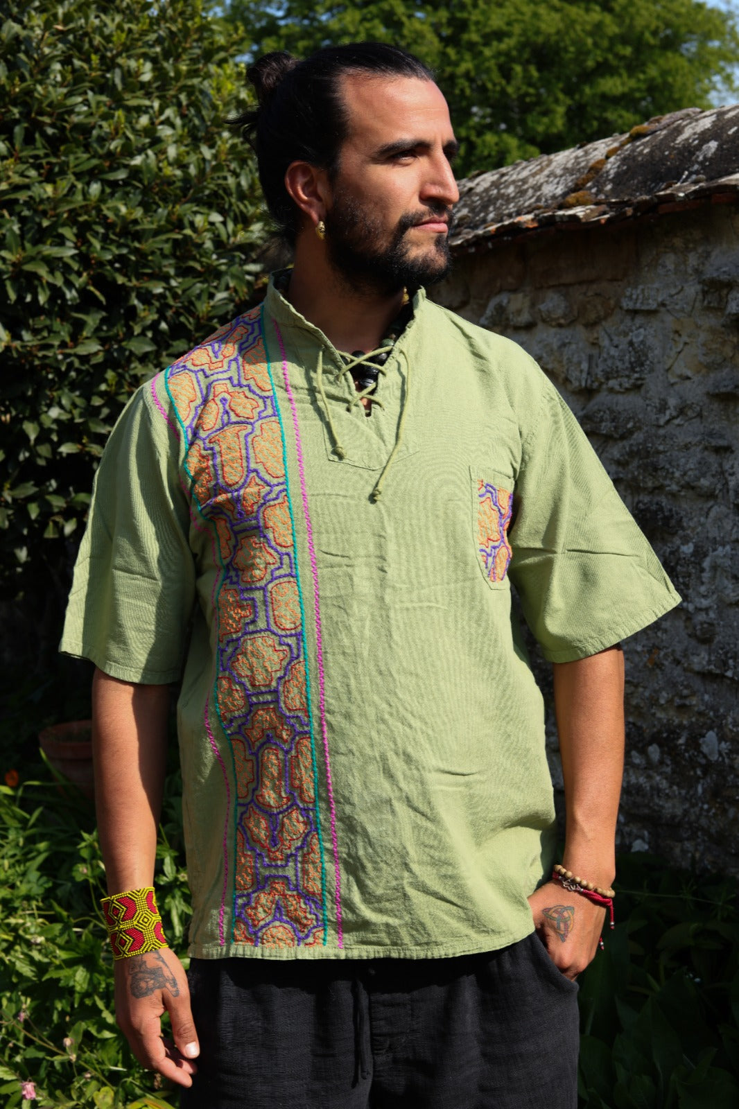 Peruvian Handmade Shipibo Cotton Embroidered Shirt