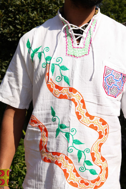 Peruvian Handmade Shipibo Cotton Embroidered Shirt