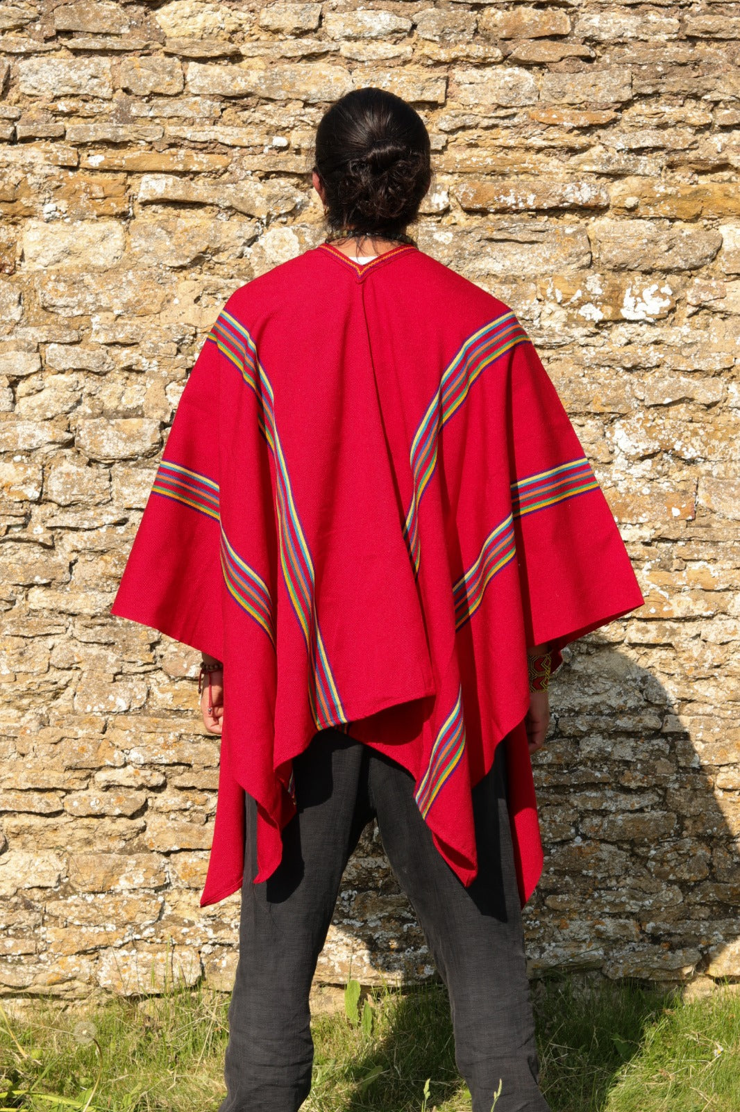 Peruvian Handmade Woven Llama Wool Light Poncho