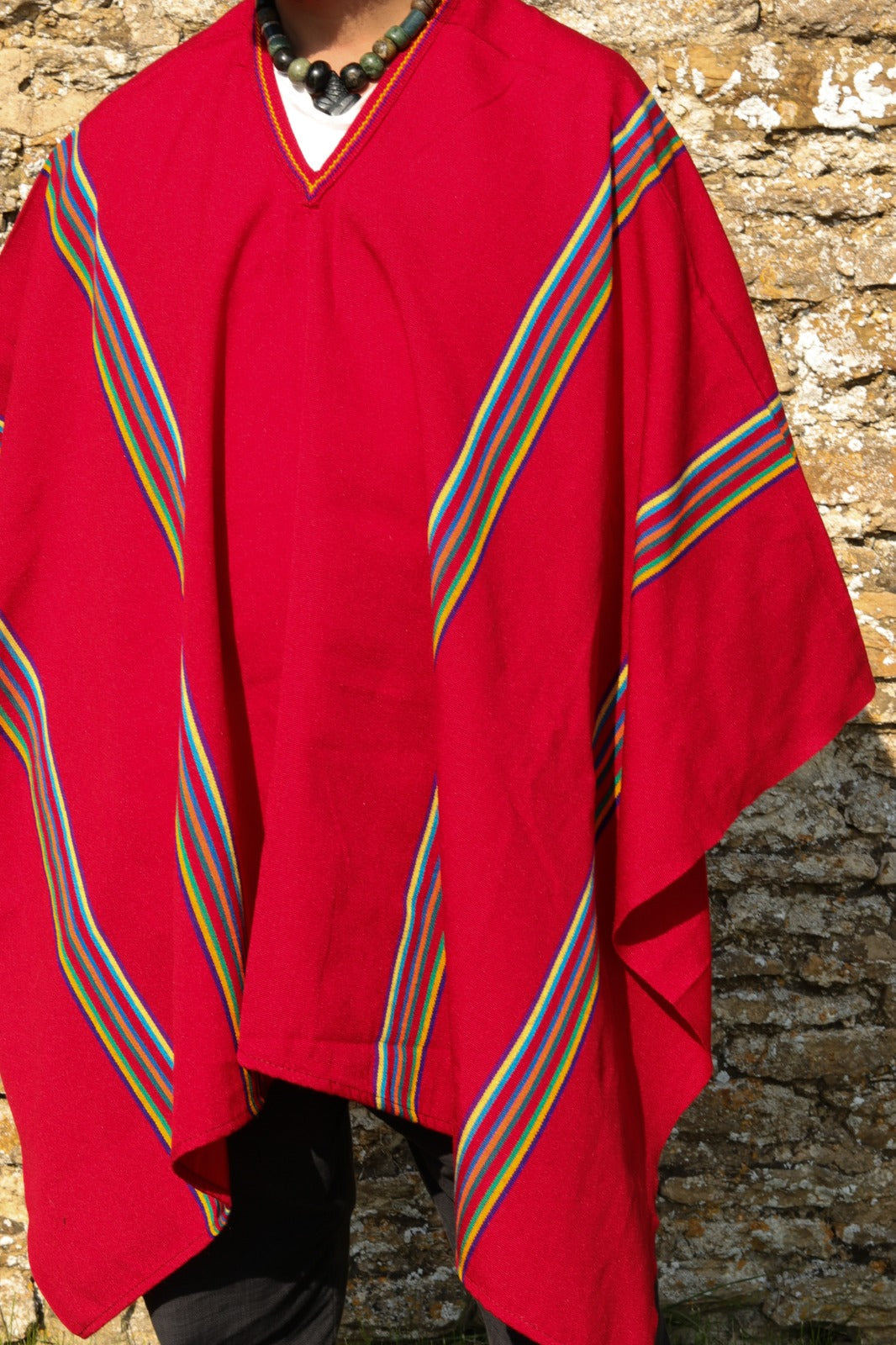 Peruvian Handmade Woven Llama Wool Light Poncho