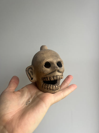 Mexican Clay Ocarina: Skull Light