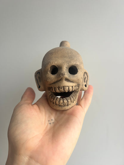 Mexican Clay Ocarina: Skull Light