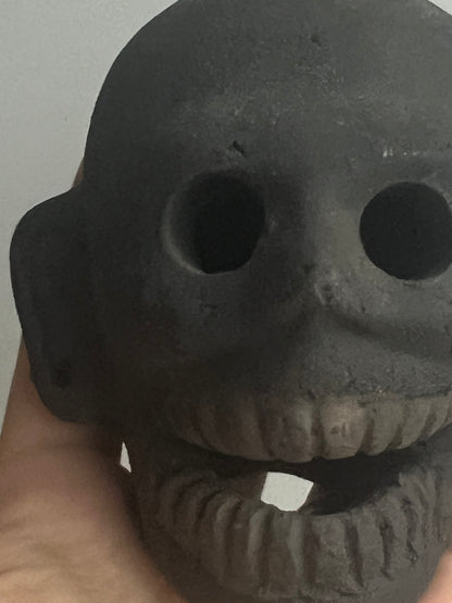 Mexican Clay Ocarina: Skull Black