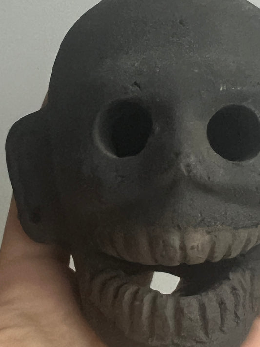 Mexican Clay Ocarina: Skull Black