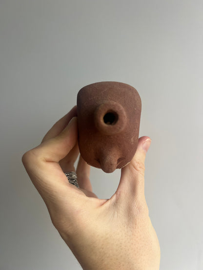 Mexican Mini Clay Ocarina: Skull Red
