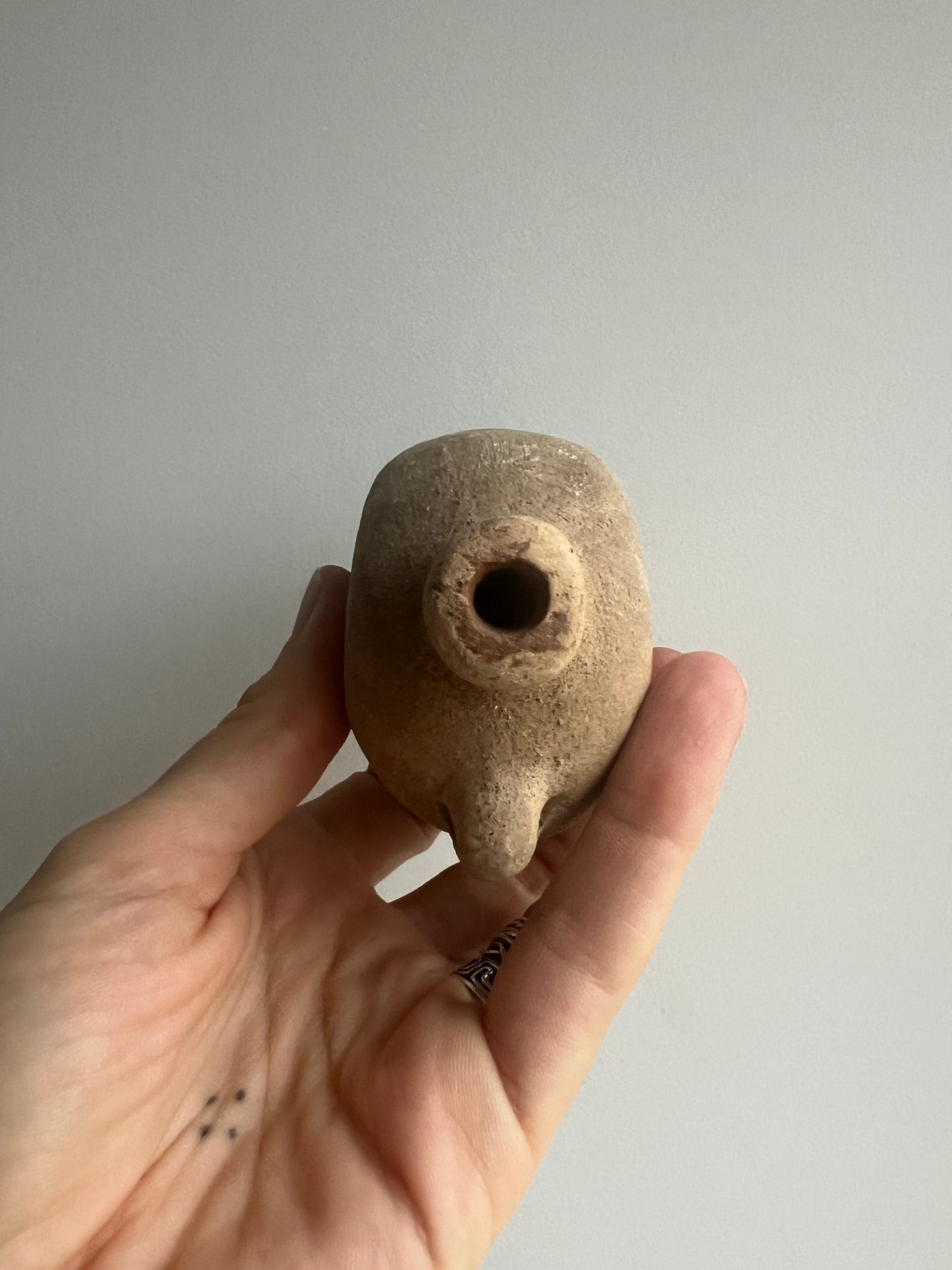 Mexican Mini Clay Ocarina: Skull White