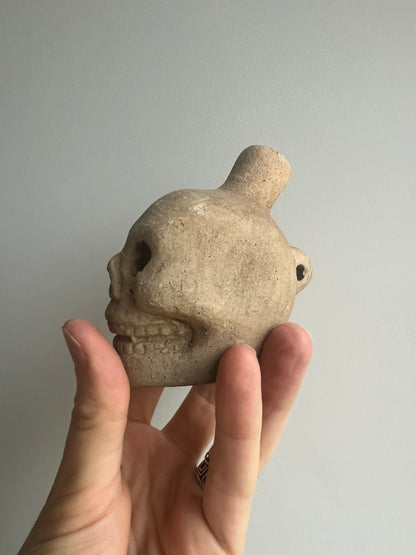 Mexican Mini Clay Ocarina: Skull White