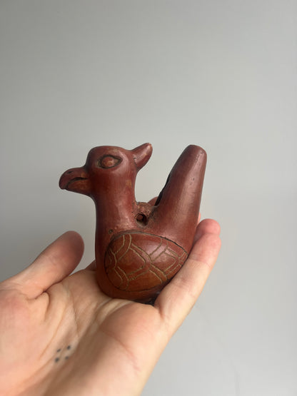 Mexican Clay Bird Ocarina: Red