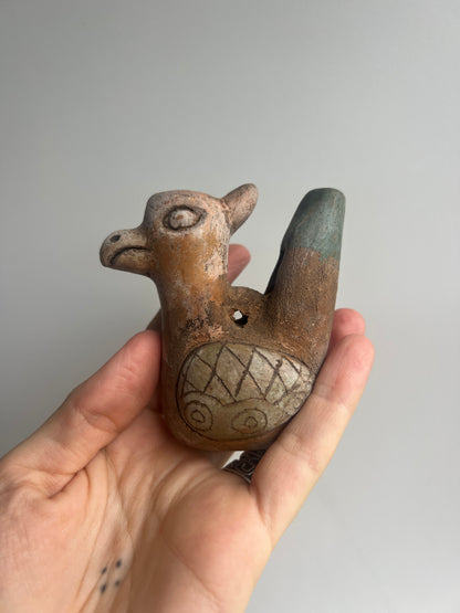 Mexican Clay Bird Ocarina: White