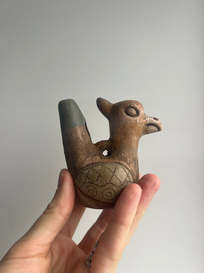 Mexican Clay Bird Ocarina: White