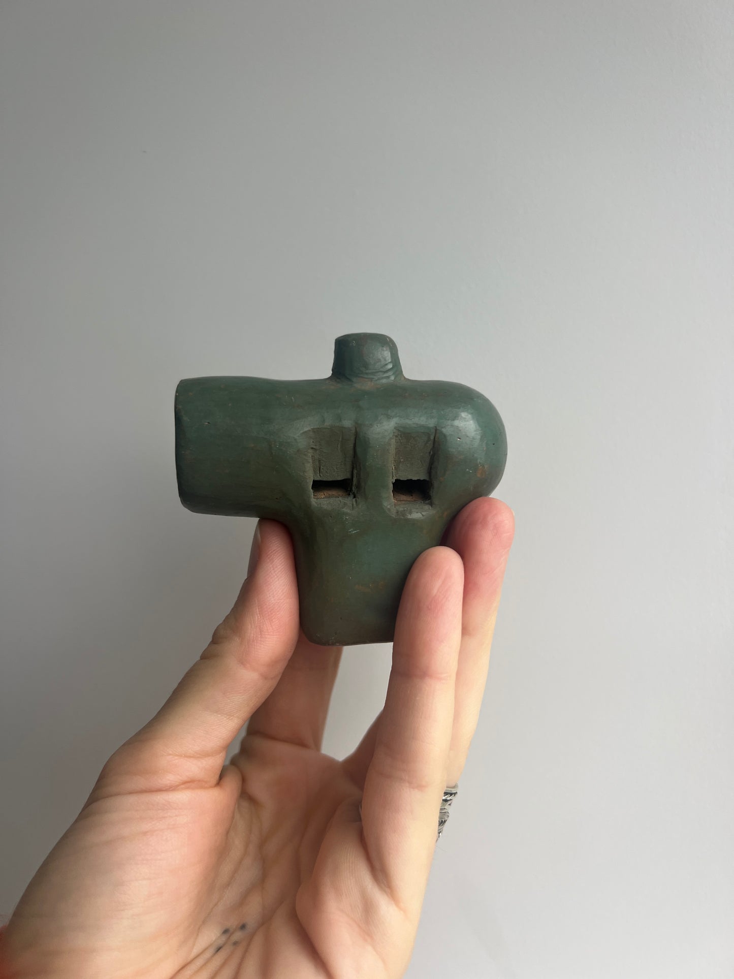 Mexican Clay Ocarina Flute: Teal