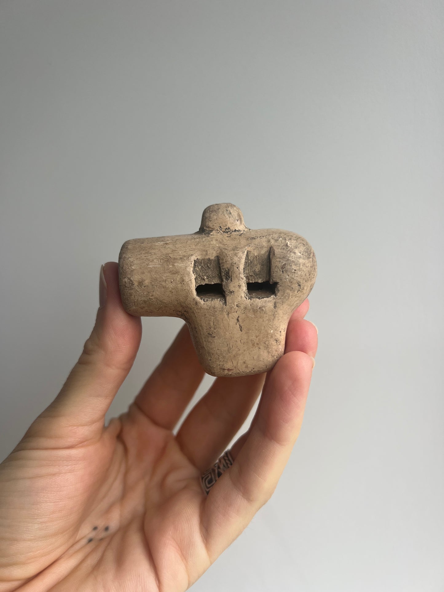 Mexican Mini Clay Ocarina Flute: White