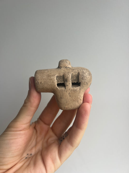 Mexican Mini Clay Ocarina Flute: White