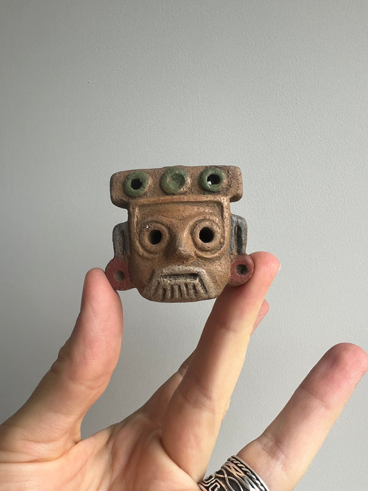 Mexican Mini Clay Ocarina Flute: Maya Face