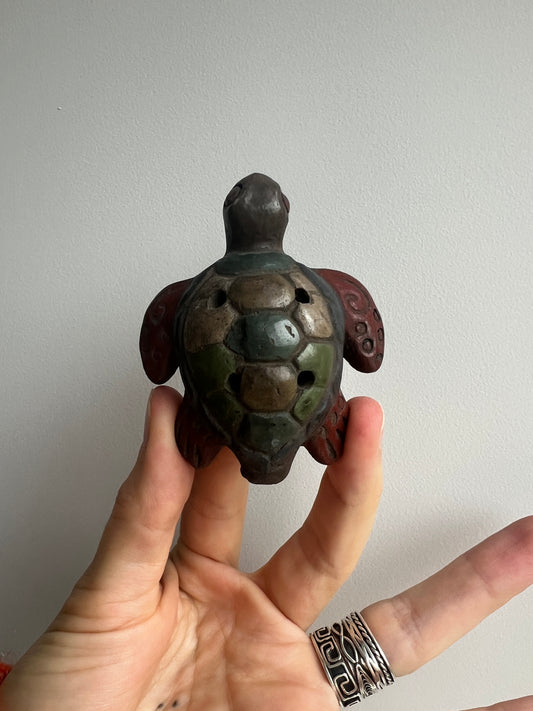 Mexican Mini Clay Ocarina Flute: Turtle