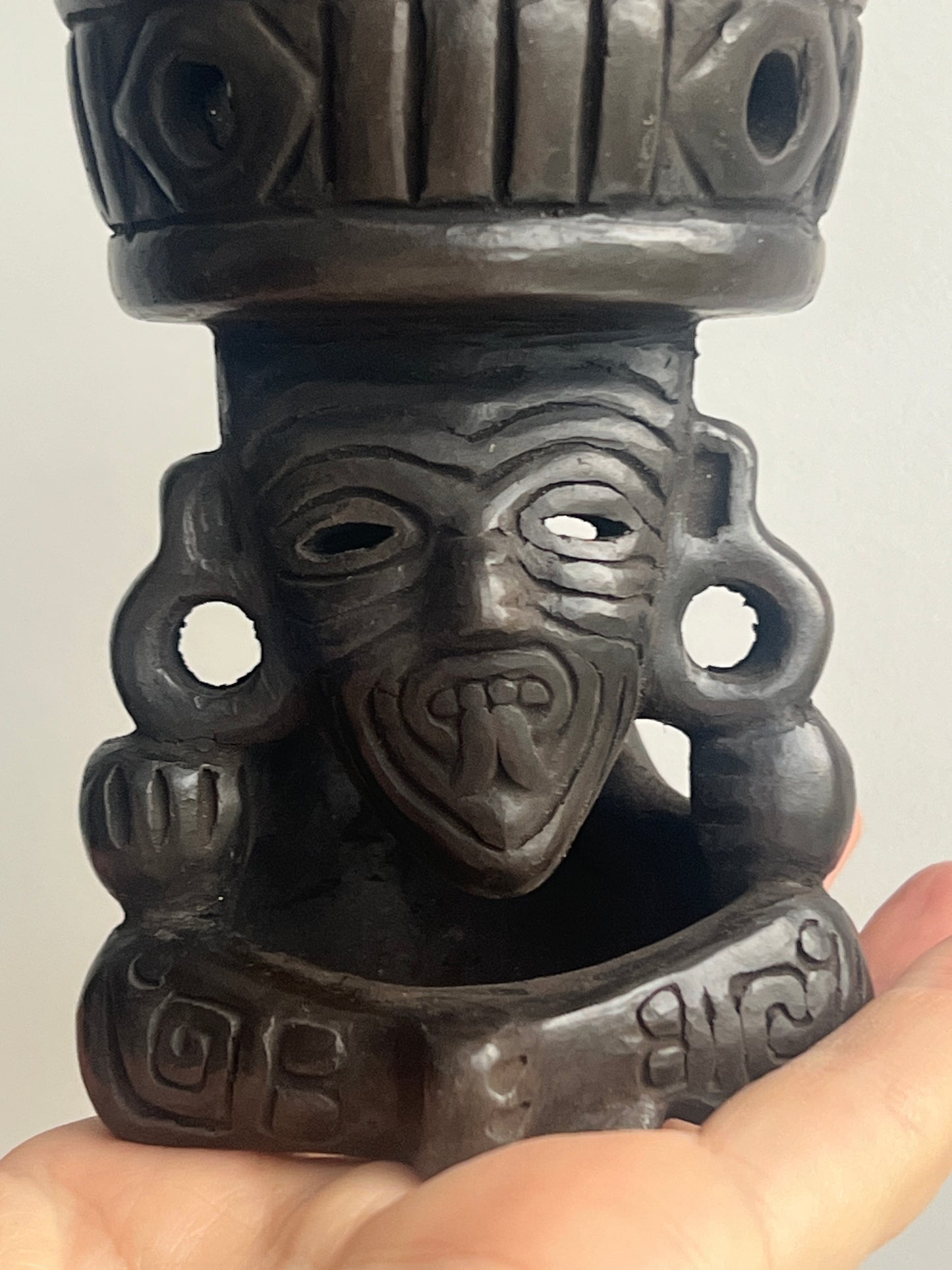 Mexican Mini Clay Copalera: Huehueteotl Dark/Light