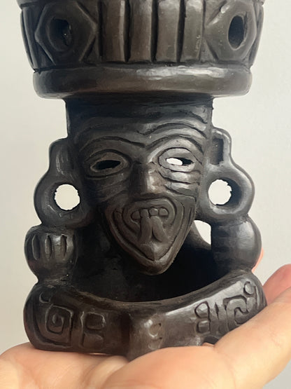 Mexican Mini Clay Copalera: Huehueteotl Dark/Light