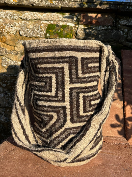 Aruaca Natural Wool Woven Cross Body Bag Large