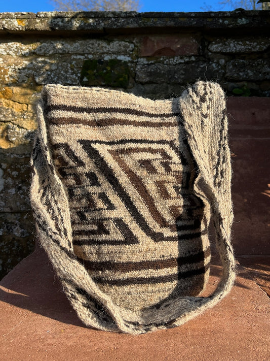 Aruaca Natural Wool Woven Cross Body Bag Large