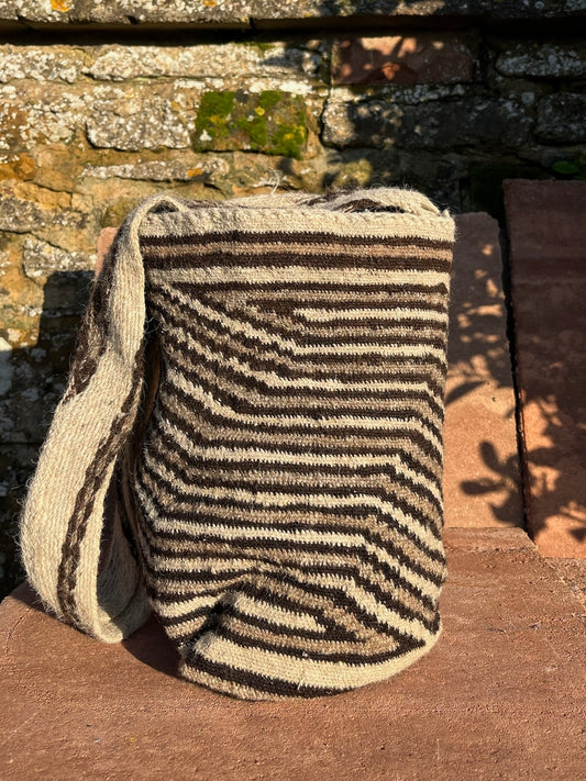 Aruaca Natural Wool Woven Cross Body Bag Medium