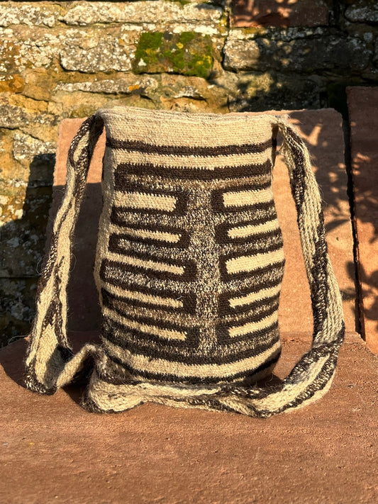 Aruaca Natural Wool Woven Cross Body Bag Medium