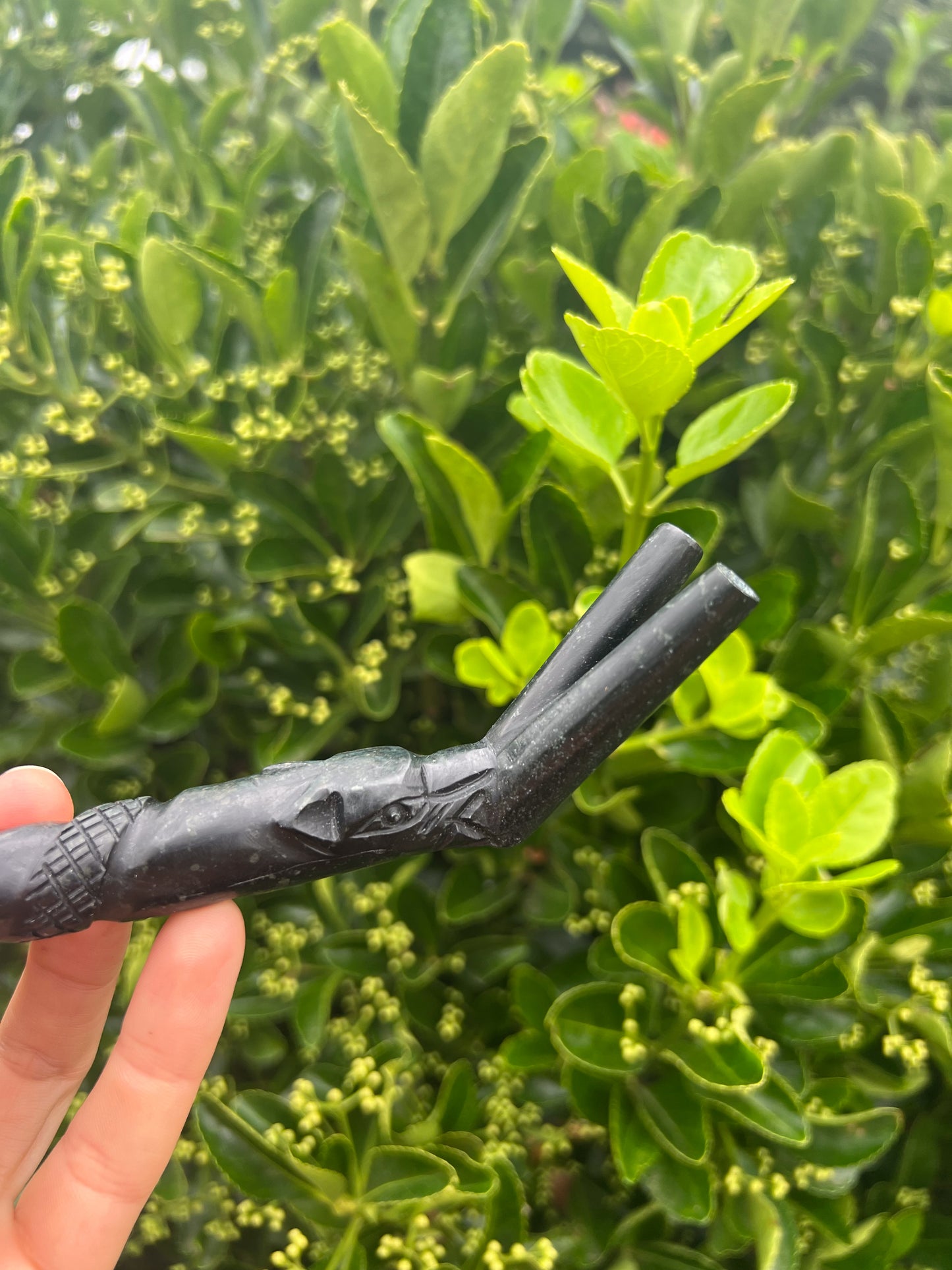 Peruvian Serpentine Stone Double Hapé Pipe Tepi