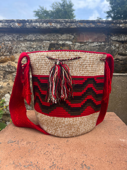 Colombian Natural Woven Cross Body Bag Large
