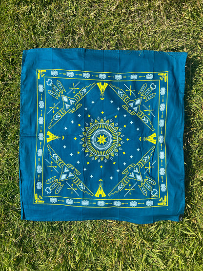 Mexican Cotton Bandana/Altar Handprinted Paleacate