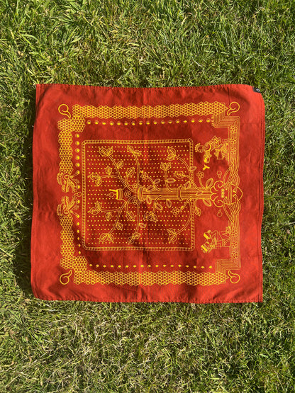 Mexican Cotton Bandana/Altar Handprinted Paleacate