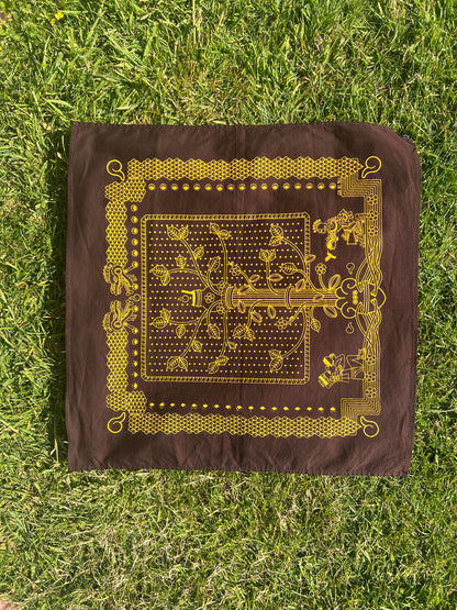 Mexican Cotton Bandana/Altar Handprinted Paleacate