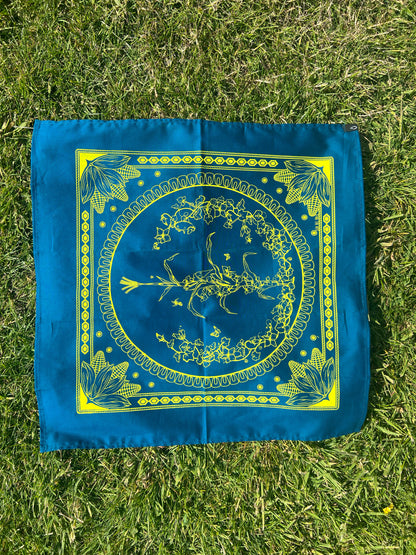 Mexican Cotton Bandana/Altar Handprinted Paleacate