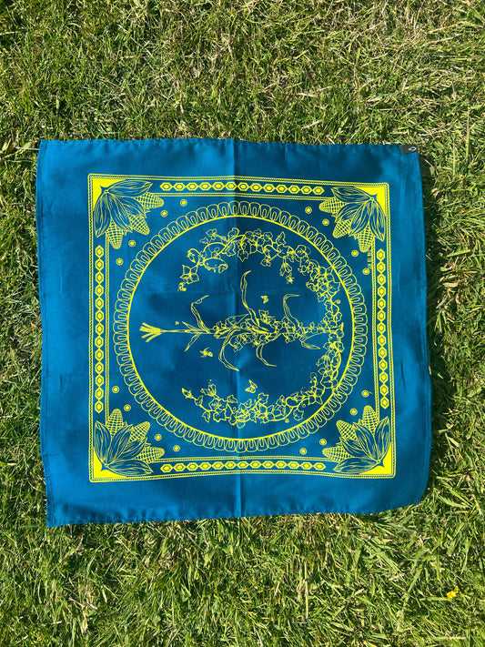 Mexican Cotton Bandana/Altar Handprinted Paleacate