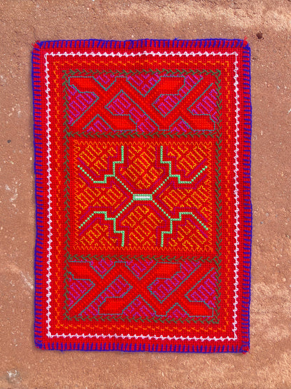 Handmade Shipibo Altar Cloth Square Small with Ayahuasca & Chacruna Plant Details