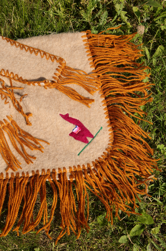 Peruvian Handmade Llama Wool Hooded Baby Poncho 1-5 years