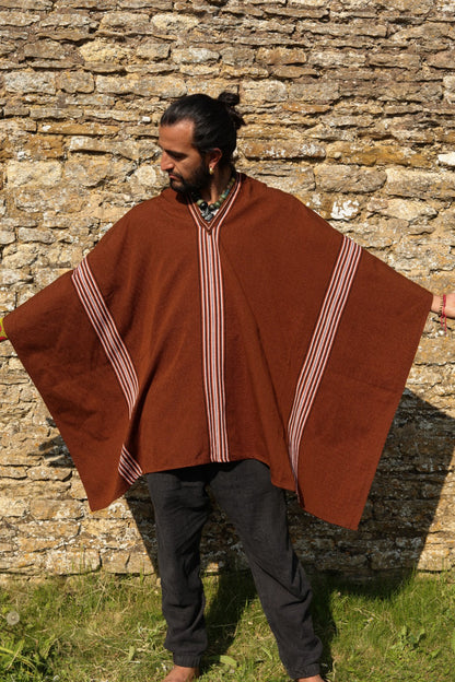 Peruvian Handmade Woven Llama Wool Light Poncho