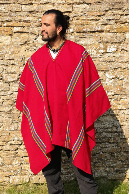 Peruvian Handmade Woven Llama Wool Light Poncho