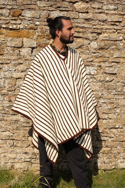 Peruvian Handmade Woven Llama Wool Heavyweight Poncho