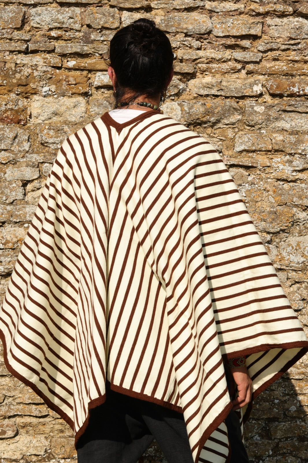 Peruvian Handmade Woven Llama Wool Heavyweight Poncho